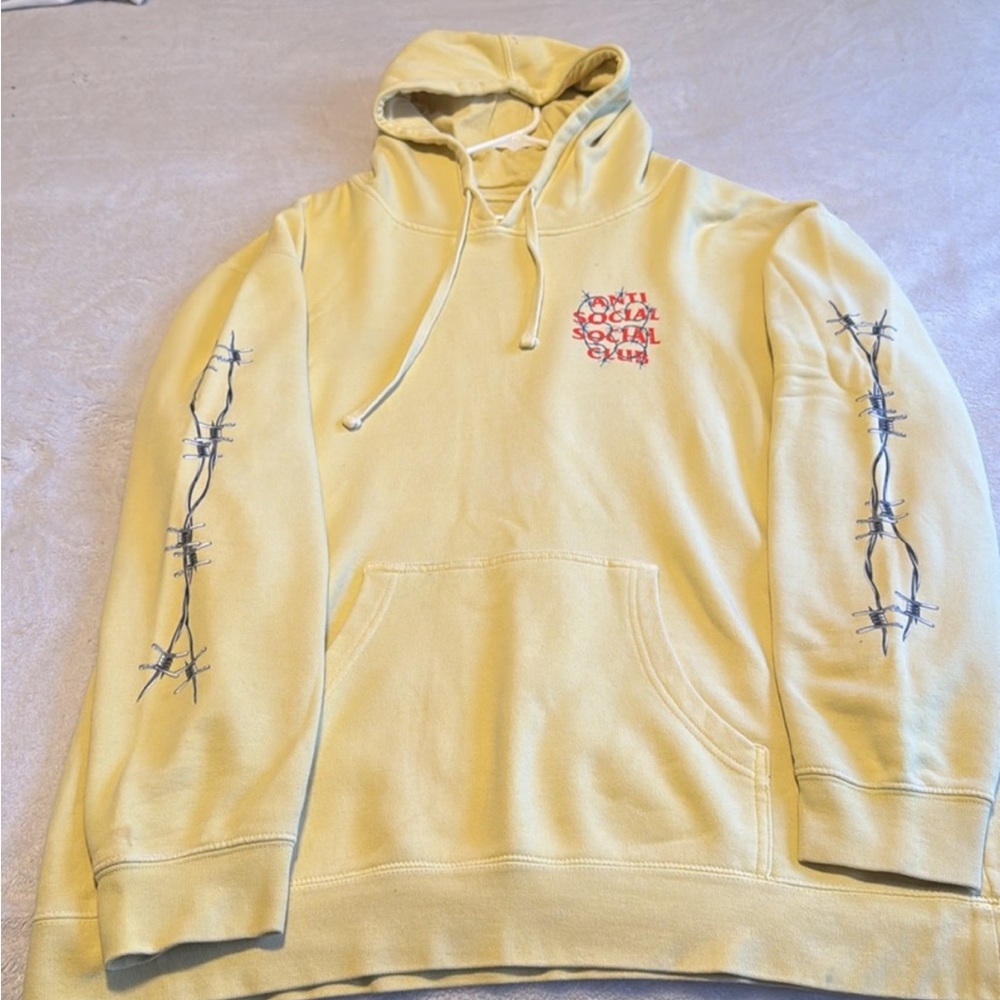 Anti Social Social Club *Rare* Pale Yellow Hoodie XL Barbed Wire